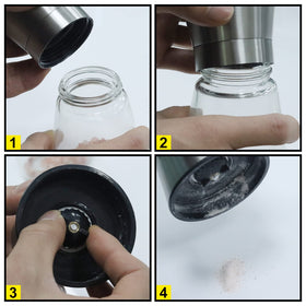 Gulex adjustable coarseness grinder with stepless nut for customizable texture