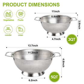 Close-up of Gulex colander with riveted handles for long-lasting grip.