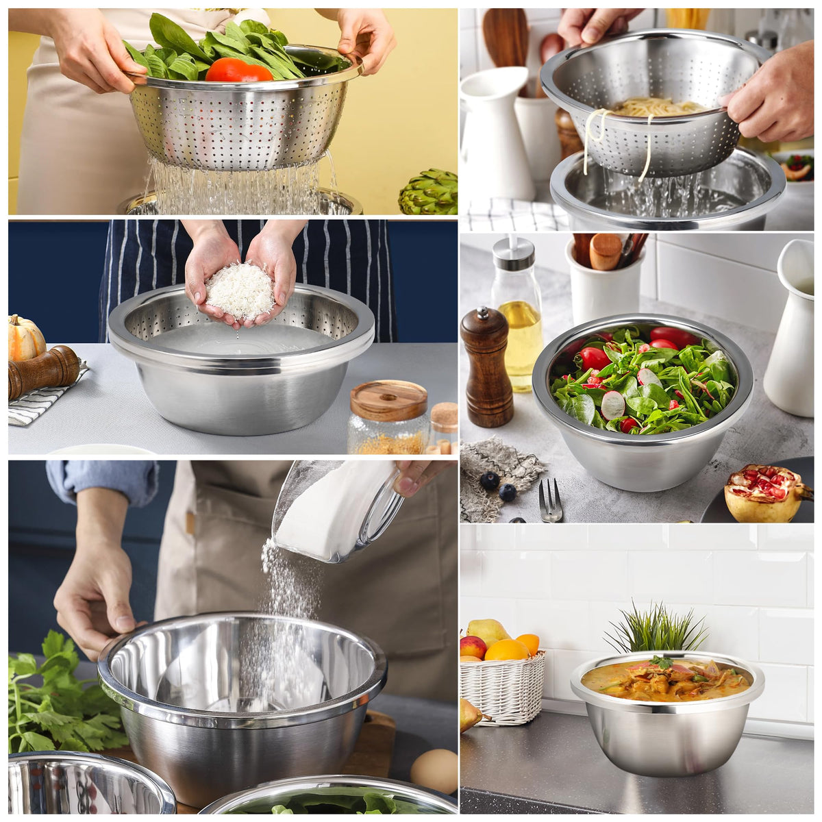 Gulex dishwasher-safe colander and bowls simplify cleanup.