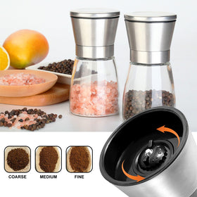 Gulex glass body shows remaining pepper for easy refilling
