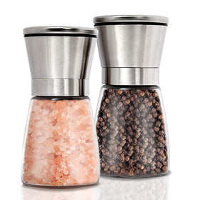 Gulex salt and pepper grinder set with stainless steel finish and ceramic rotor for precise grinding