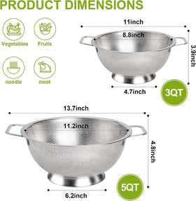 Gulex 3-quart stainless steel colander for versatile kitchen tasks.