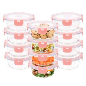 GULFLIN 12-pack round glass containers for airtight meal prep.