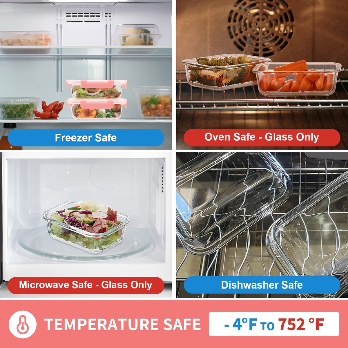 GULFLIN freezer-to-oven safe glass containers for versatile reheating and storage.