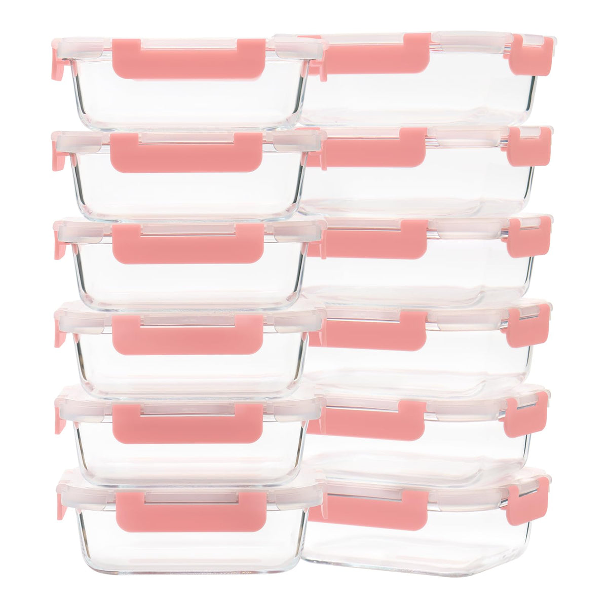 GULFLIN glass meal prep containers with 12 locking lids for airtight freshness.