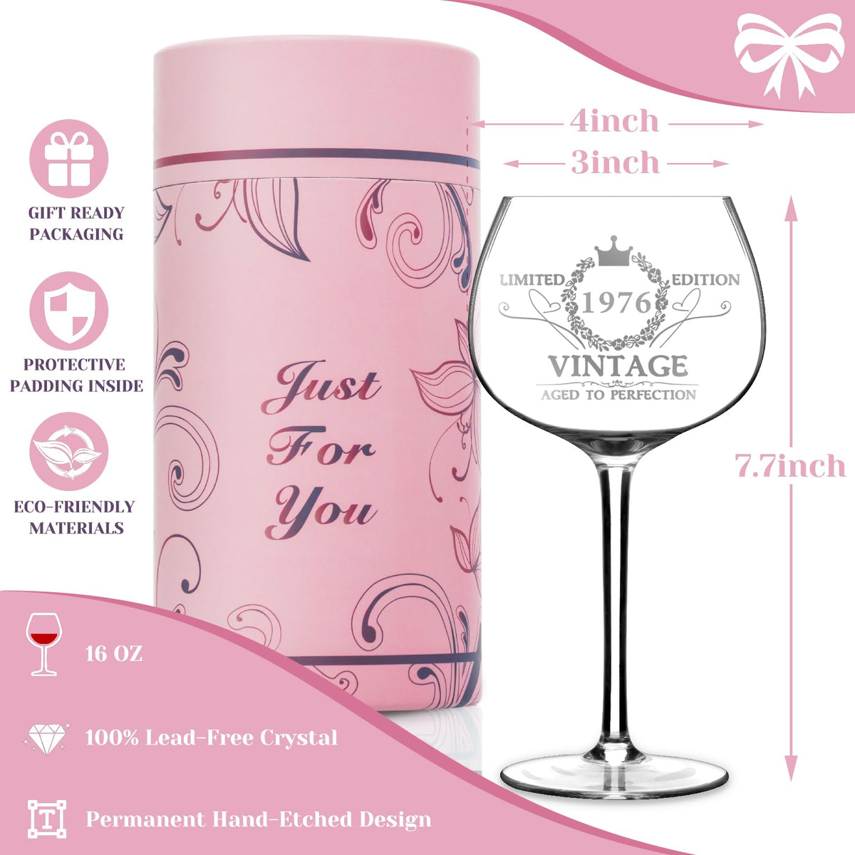 Gumry 16-ounce capacity ideal for wine, sangria, or sparkling drinks.