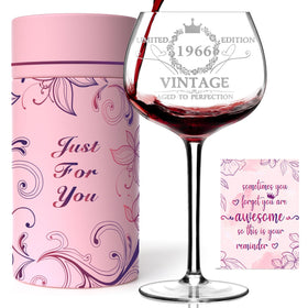 Gumry vintage 1966 engraved wine glass perfect for a 60th birthday toast.