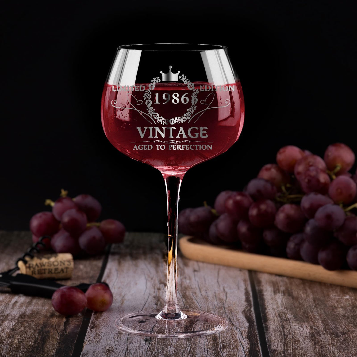 Gumry wine glass used as a stylish party favor and decor.