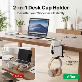 GUNKING clip-on desk mount installs in seconds without tools.