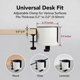 GUNKING luxury cup holder fits surfaces up to 2 inches thick.