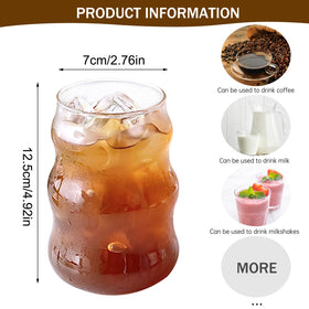 GUOJOZO ripple glass 17.6oz wave design perfect for smoothies and iced drinks.