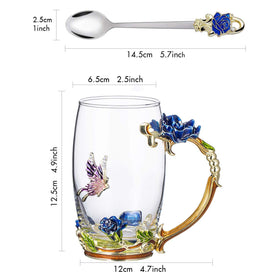 Guon-Wuvl flower butterfly design glass mug adds elegant style for special occasions
