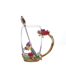 Guon-Wuvl Handicraft crystal glass 3D flower cup for tea and coffee with elegant design