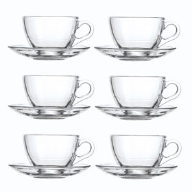 GURUDAR glass teacup with saucer 7oz shows clarity for tea tasting