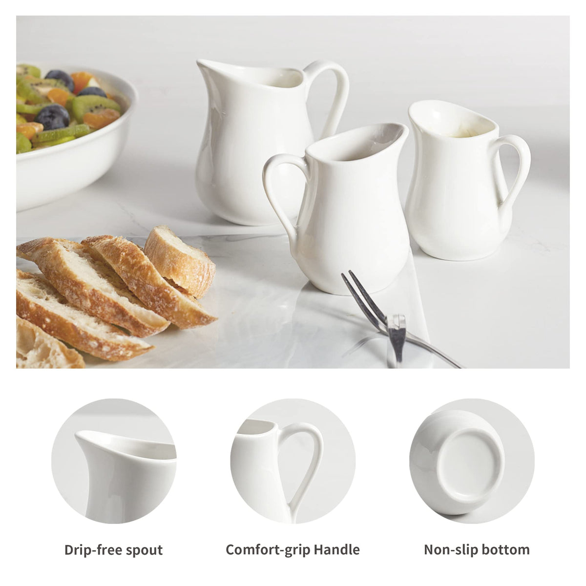 Gurygo small milk pitcher with comfortable handle supports everyday use.