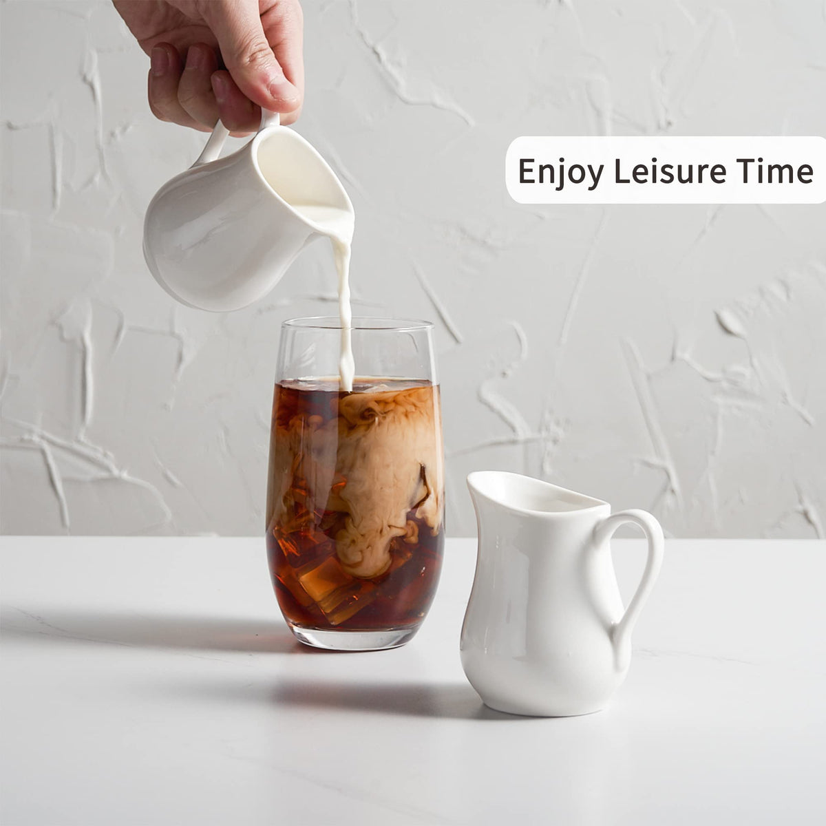 Gurygo porcelain creamers microwave-safe for quick milk reheating.