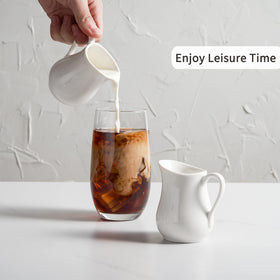 Gurygo porcelain creamers microwave-safe for quick milk reheating.
