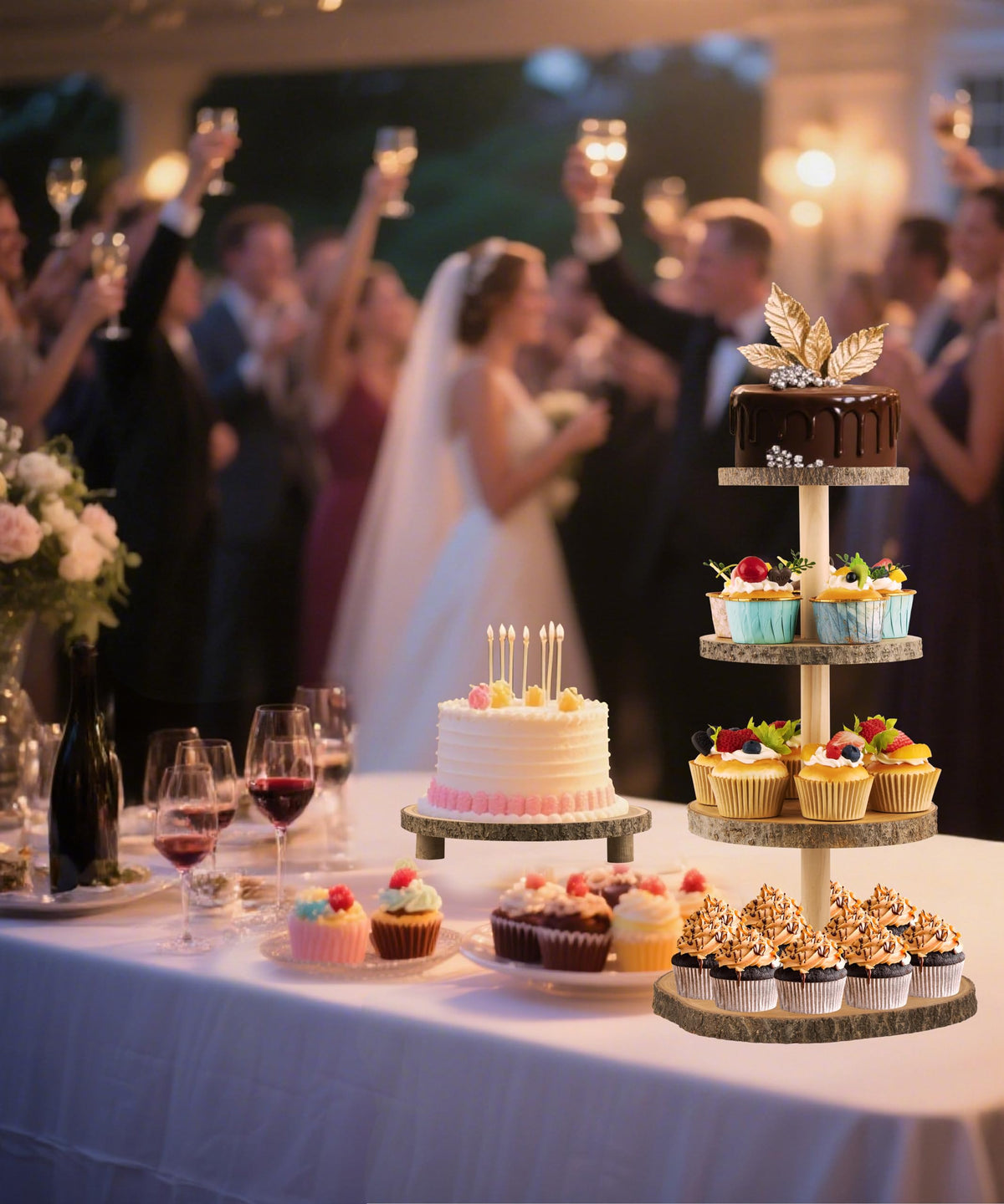 Gusnilo cupcake-tower base creates a charming multi-tier centerpiece.