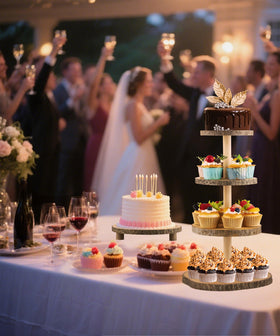 Gusnilo cupcake-tower base creates a charming multi-tier centerpiece.