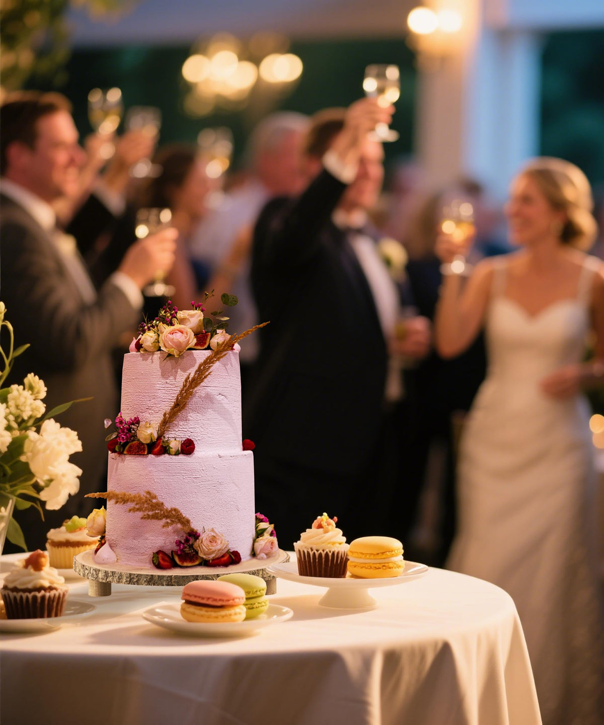 Gusnilo wedding dessert display elevates tables with natural wood beauty.