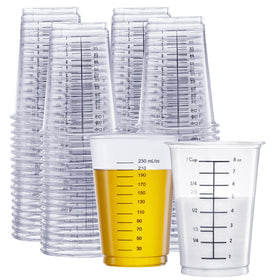 GUSTO 10 oz clear measuring cups main product shot showing clarity for precise measurement.