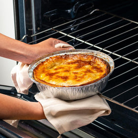 GUSTO disposable pans simplify cleanup after parties and meal prep.