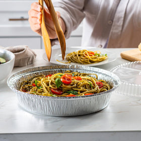 GUSTO durable aluminum pans provide even heat distribution for consistent results.