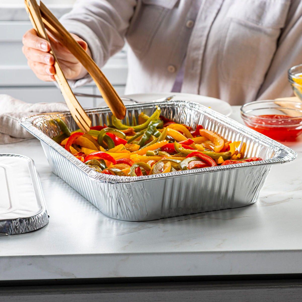 GUSTO even-heat pans provide uniform cooking for reliable results.