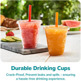 GUSTO 12oz cup ready for iced coffee and smoothies with included straw.
