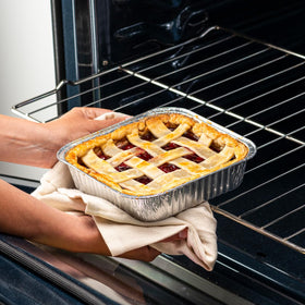 GUSTO leftover storage foil pans ideal for refrigerating and reheating leftovers.