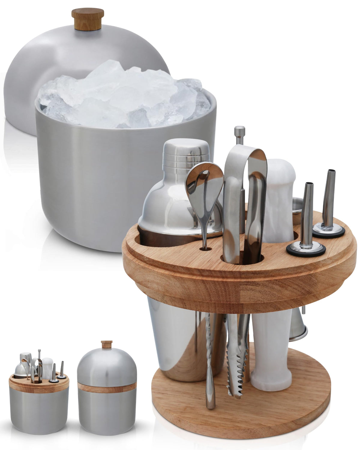 Gusto Nostro cocktail set ice bucket keeps cubes cold longer for entertaining.
