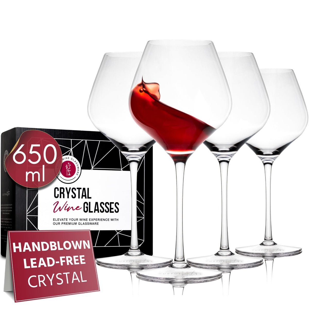 Gusto Nostro crystal wine glass 4-set with clear sparkle for vibrant wine colors.