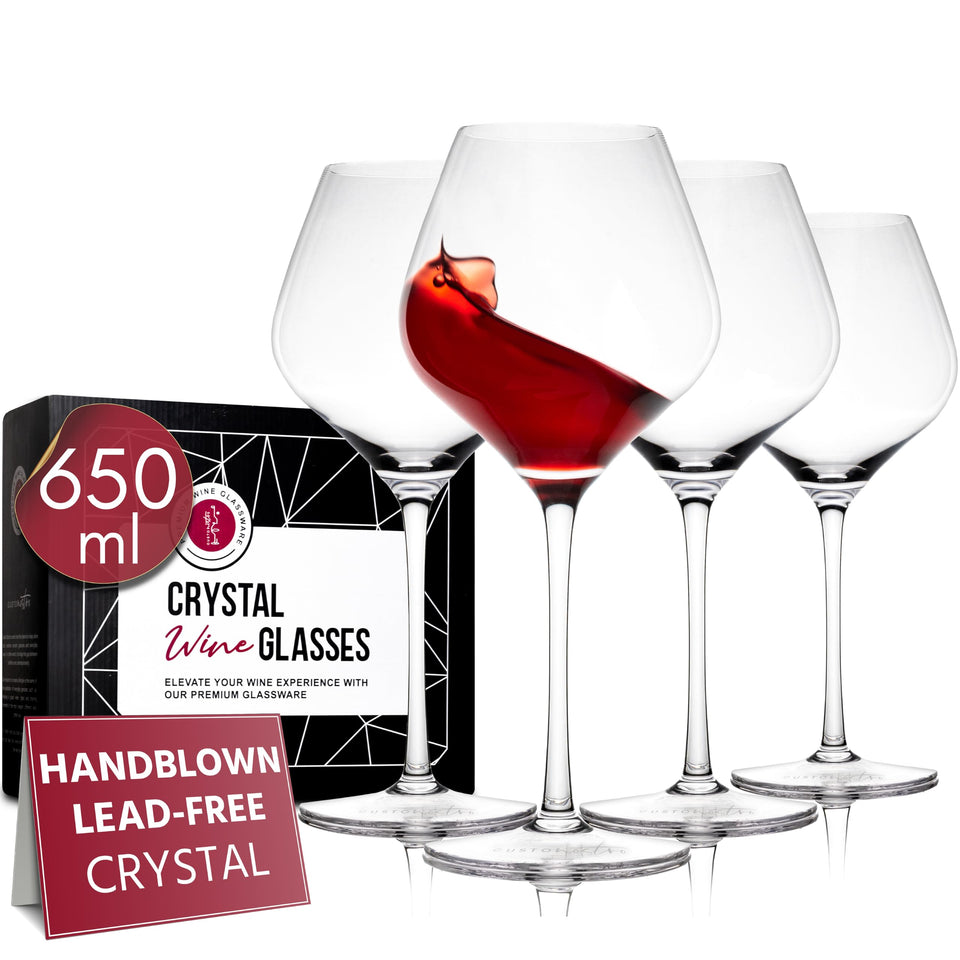 Gusto Nostro crystal wine glass 4-set with clear sparkle for vibrant wine colors.