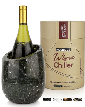 Gusto Nostro marble wine chiller bucket keeps 750ml bottles cold for hours.