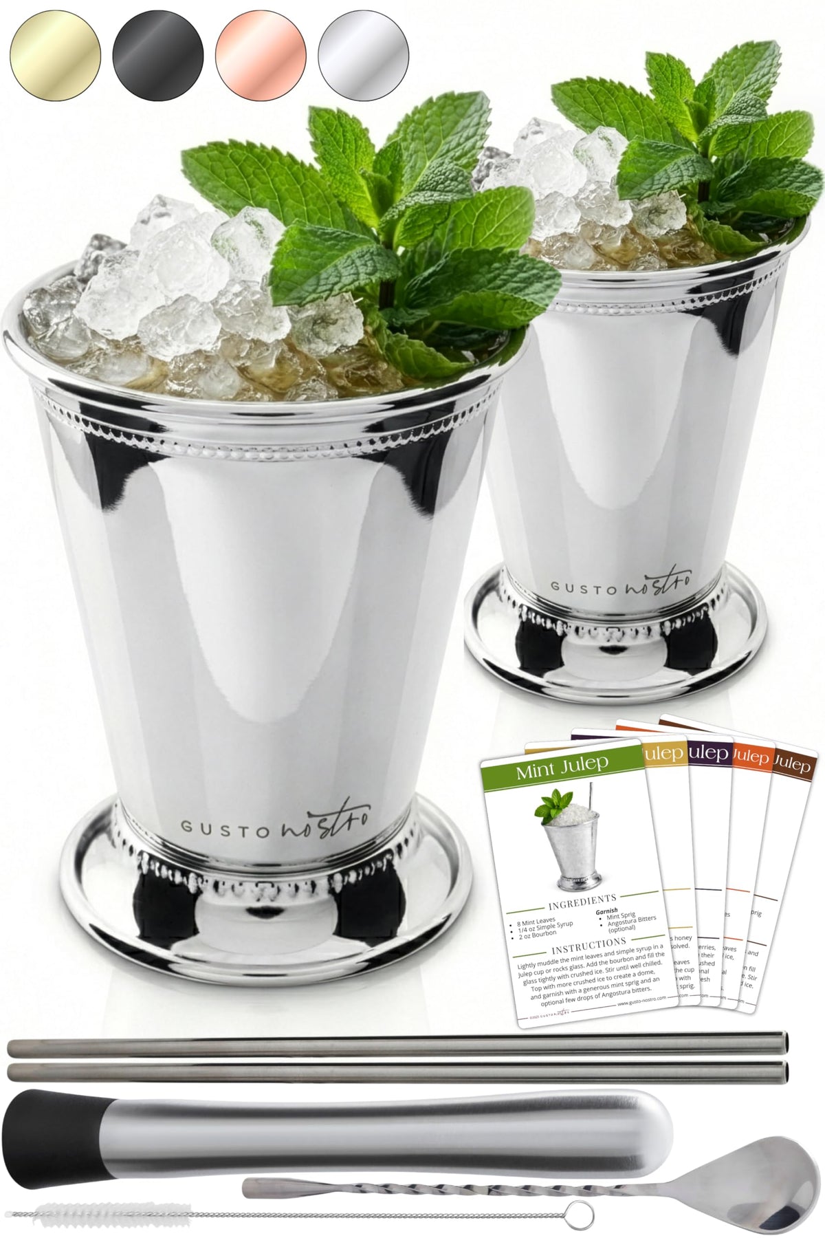 Gusto Nostro mint julep cups set 2 for elegant home bar service