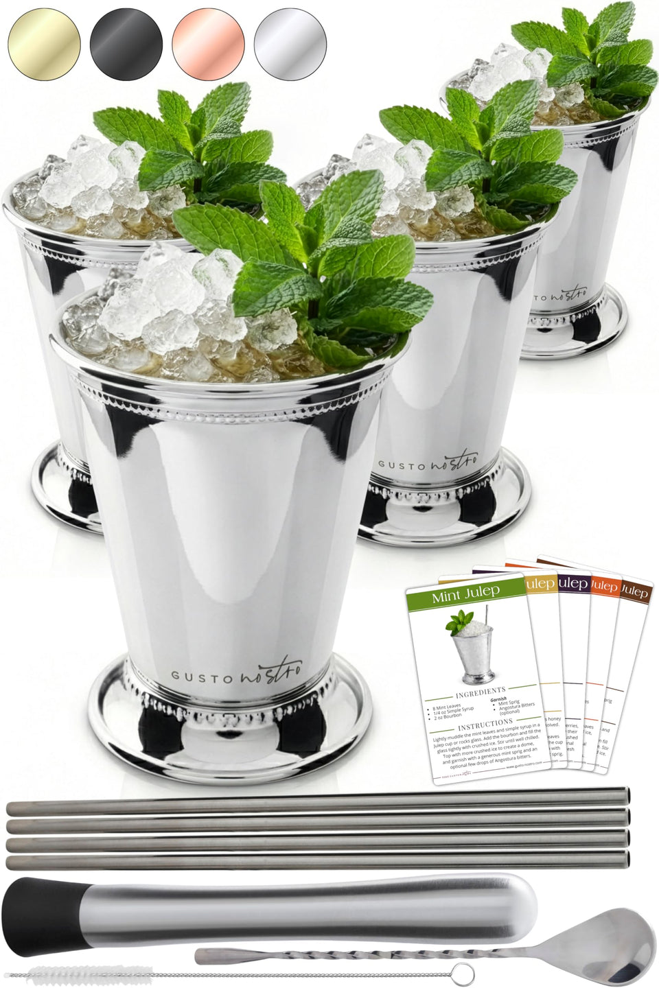 Gusto Nostro mint julep cups set ready for classic home serving