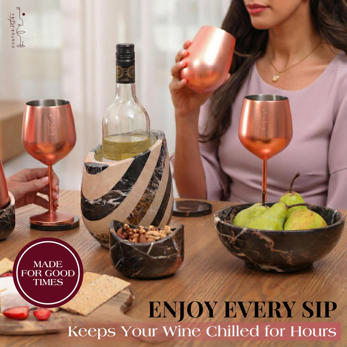 Portable Gusto Nostro marble wine chiller for picnics and casual dining