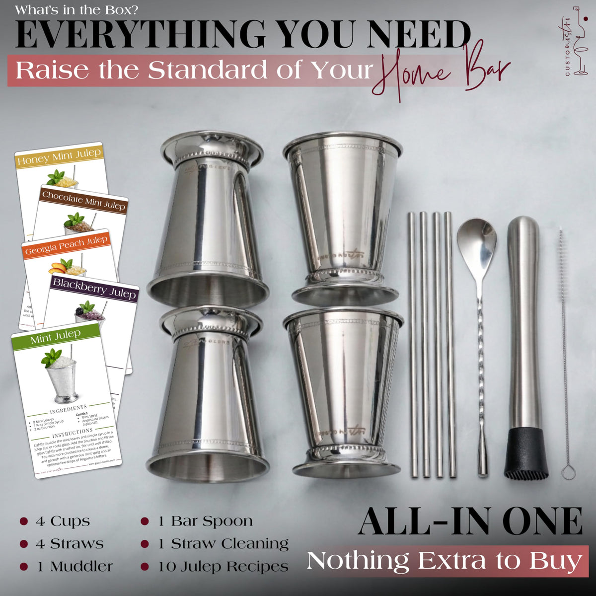 Gusto Nostro stainless straws enhance easy cleanup after drinks