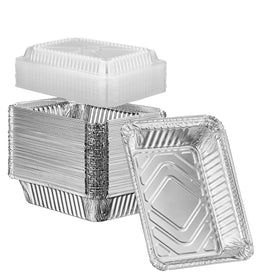 GUSTO takeout pans with clear dome lid for easy oven-to-table presentation.