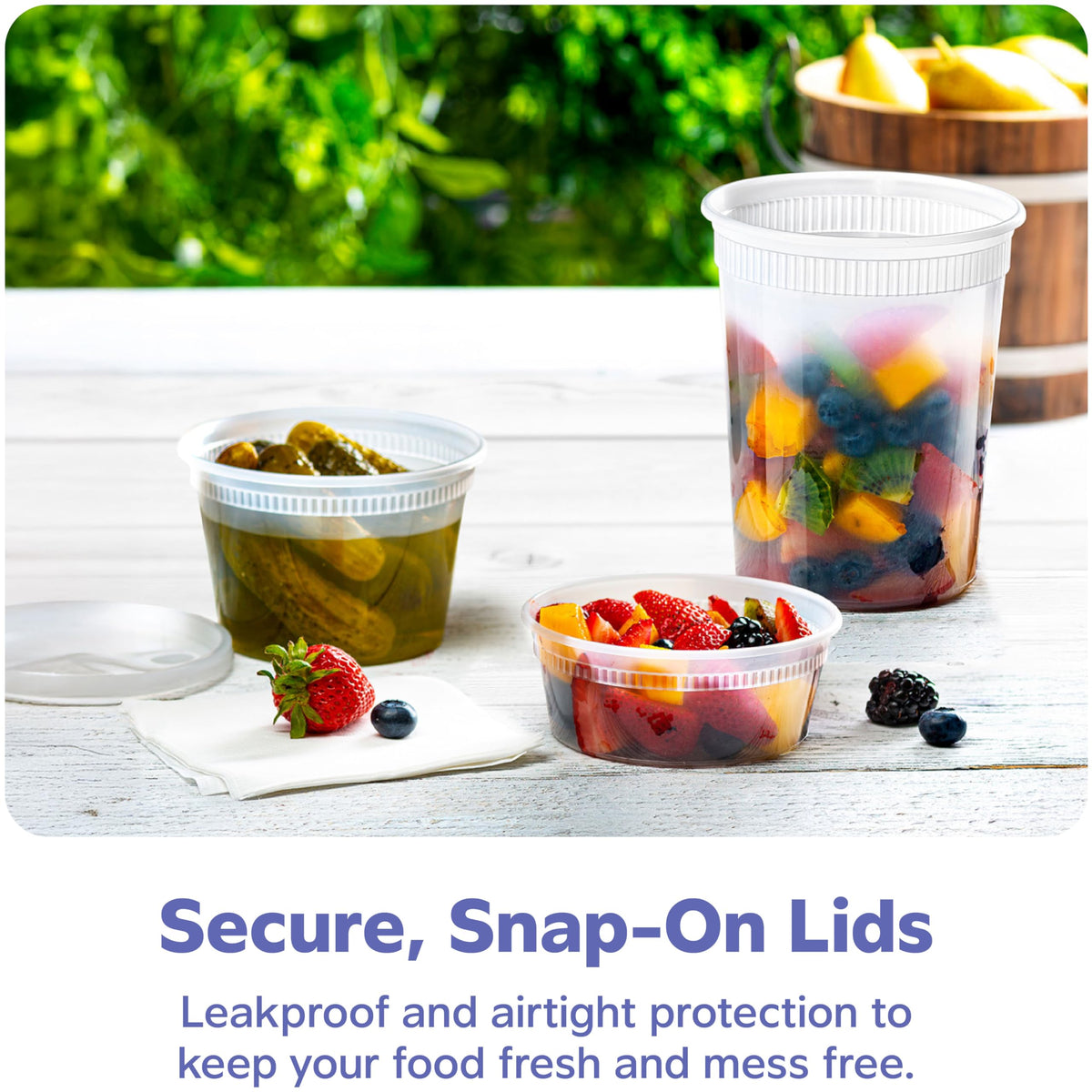GUSTO To Go airtight snap-on lid keeps contents secure during transport