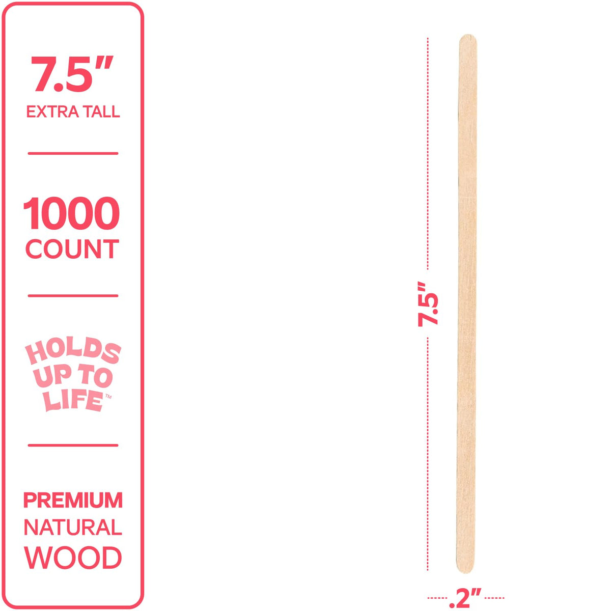 GUSTO wooden stirrers close-up shows smooth, splinter-free edges for safe handling.