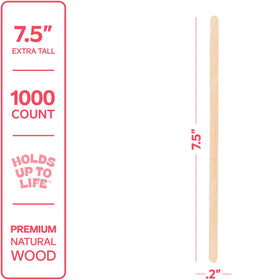 GUSTO wooden stirrers close-up shows smooth, splinter-free edges for safe handling.