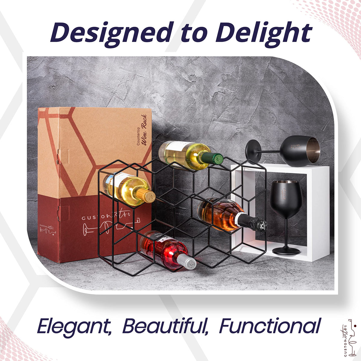 Gusto Nostro countertop wine rack 14-bottle capacity for versatile storage