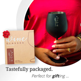 Gusto Nostro gift-packaged wine glasses, ideal for housewarmings or weddings.