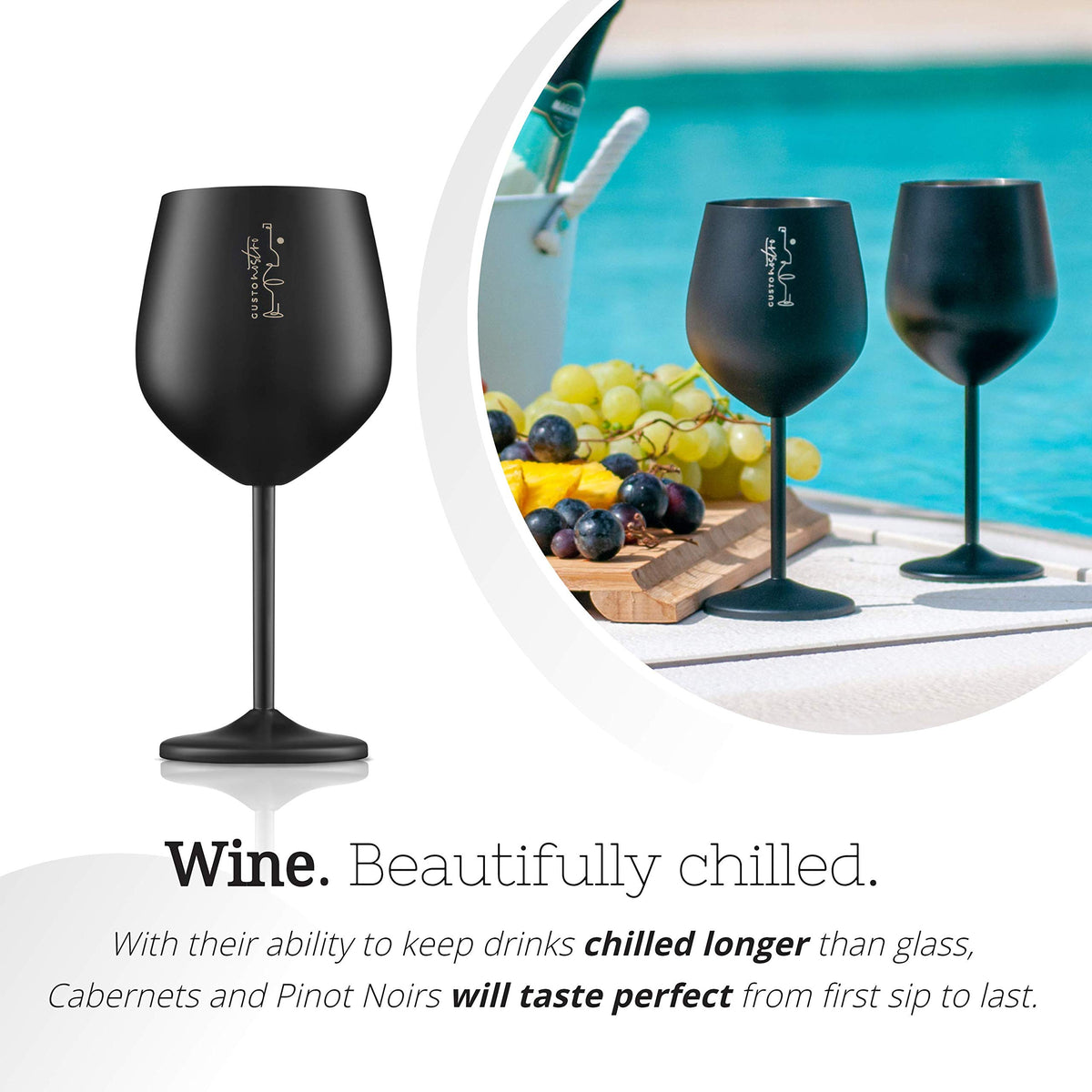 Gusto Nostro wide-base stemware offers stability on windy patios.