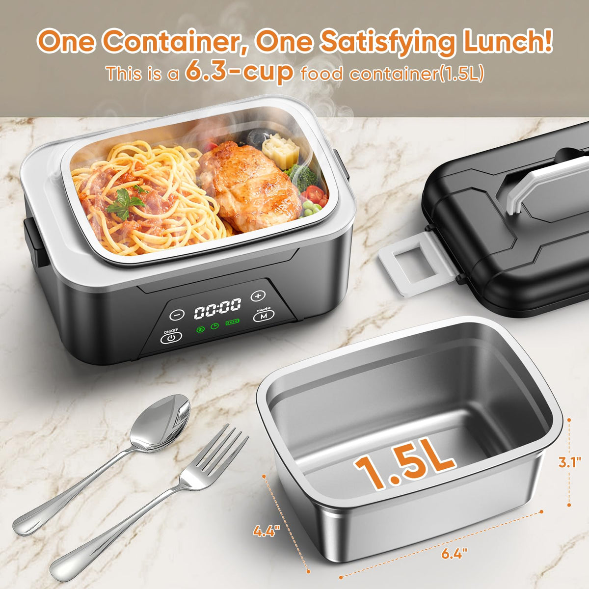 GutterWord 6.3-cup large-capacity lunch container for full meals and meal prepping.