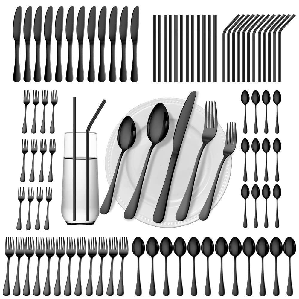 Gutuwellea 84-piece stainless steel flatware set ready for service for 12.