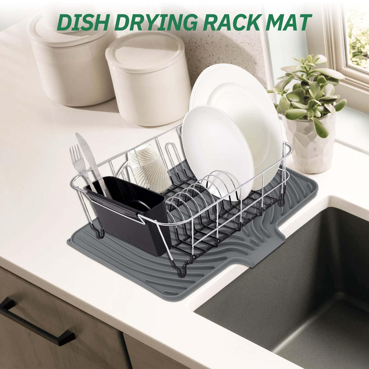 GUUKIN dish drying mat is easy to clean, rollable, and store.
