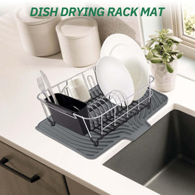 GUUKIN dish drying mat is easy to clean, rollable, and store.