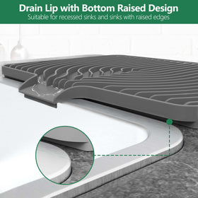 GUUKIN dish drying mat raised ridges enhance air circulation for faster drying.